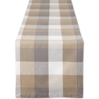 DII Tri-Color Check Collection 100% Cotton Table Table Runner 14x108 Stone