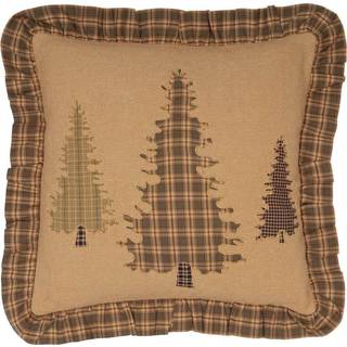 VHC Brands Rustic Natural Tan Nature Print bomuld Cedar Ridge Bedding Tree Appliqued Cotton Burlap Square Pillow (Pillow Cover Pillow Insert)