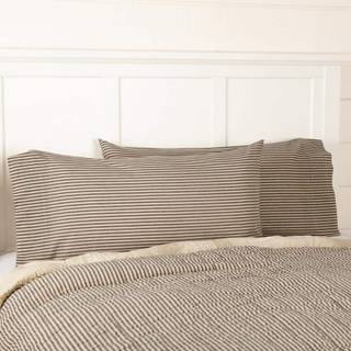 VHC Brands Ticking Stripe King Pillow Cases Charcoal Grey 21x40 S?t p? 2