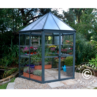 Orangeri, drivhus polycarbonat OASIS, Sekskantet 3,91m², Palram/Canopia, 2,13x2,47x2,67m, Antracit