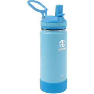 Takeya Active Kids 16 Oz Vacuum Isoleret rustfrit st?l Vandflaske med halml?g sejlbl?/Atlanterhavet