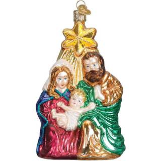Old World Christmas 10132 Åndelige gaver Glasblæst ornamenter til juletræ Holy Family med stjerne