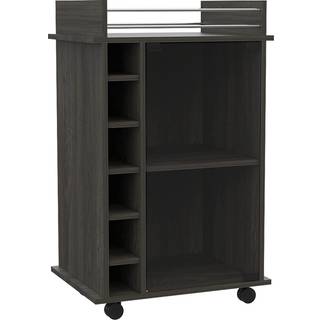 Tuhome dukat bar cart to hylder seks vin cubbies glasd?r fire hjul hjul bordplade carbon espresso til stue