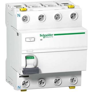Schneider Acti9 HPFI-afbryder iID, 4P 63A 30mA, kl. A, med dobbelt terminal, 72 mm