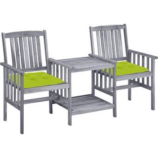 Havestole Med Tebord Og Hynder Massivt Akacietræ - Lysegrøn