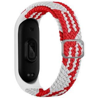 Xiaomi Mi Smart Band 5 / 6 Hurtel Flettet Stof Rem - Hvid / Rød