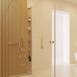 Scanbad Match Tower reol til bruseniche model A, B, E, 5 hylder, 200 x 10 x 10 cm, satin