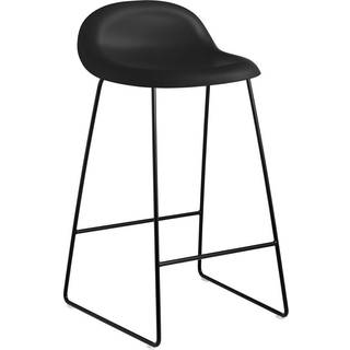 Gubi - 3D Counter Stool, Unupholstered, Black Sledge Base, Top - Midnight Black - Barstole og bartaburetter - Sort - Metal/Plast