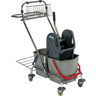 SPRiNTUS Moppevogn Dobbelt Pro, Chrom 2x17 l, Moppresse, affald, (301.081)