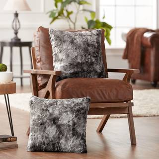 Chanasya Premium Wolf Throw Pillow Covers - Plush faux pels dekorative pudebetr?k - fantastisk til seng eller sofa - 18 """" x 18 - gr? 2 covers