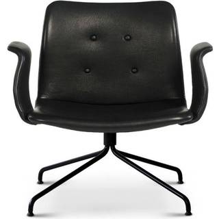 Bent Hansen Primum Armchair - Sort Adrian Læder - Fast Rustfrit Stål Stel