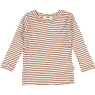 Joha Rosa Brun Stribe Bluse Merinould/silke