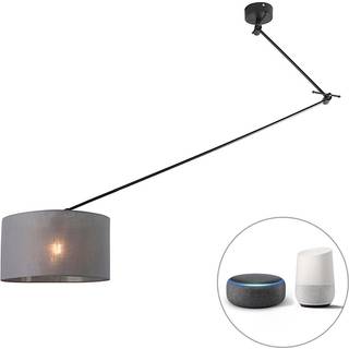 Smart pendellampe sort med skærm mørkegrå 35 cm inkl. Wifi A60 - Blitz