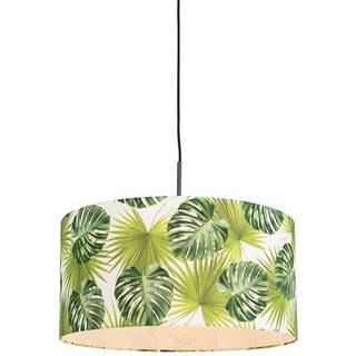 Botanisk pendellampe sort med bladskærm 50 cm - Combi 1