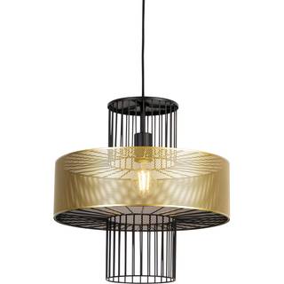 Design hængende lampe guld med sort 40 cm - Tess
