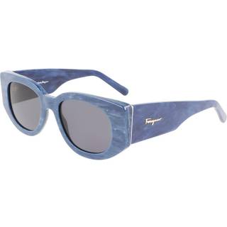 Ferragamo Kvinde SF1053S 429 Solbriller Plast Blå Grå Rund