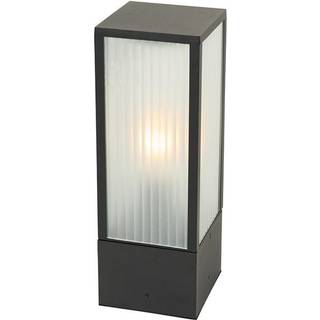 Stående udendørslampe sort med ribbet glas 40 cm IP44 - Charlois