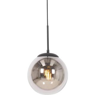 Art Deco pendellampe sort med røgglas - Flore