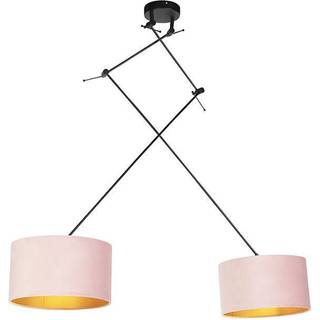 Hængende lampe med fløjl nuancer lyserød med guld 35 cm - Blitz II sort