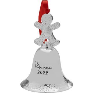 Wallace 2022 Silver-Plated Grande Baroque Bell Ornament m/Gingerbread Man Finial 28. udgave