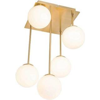 Moderne loftslampe guld med opalglas 5-lys - Athen