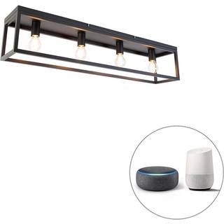 Smart loftslampe sort 99,5 cm inkl. 4 Wifi A60 - Cage