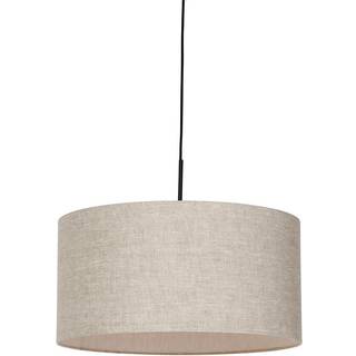 Rustik pendellampe sort med beige skærm 50 cm - Combi 1