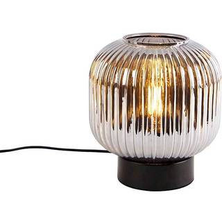 Art Deco bordlampe sort med røgglas - Karel