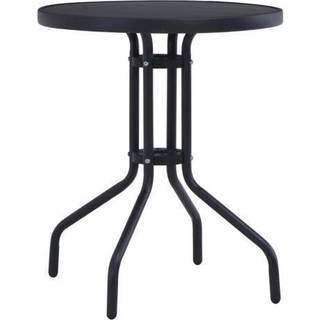 havebord 60 cm stål og glas sort