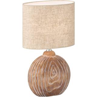 Bordlampe landlig stil beige med brun 39 cm - Djo