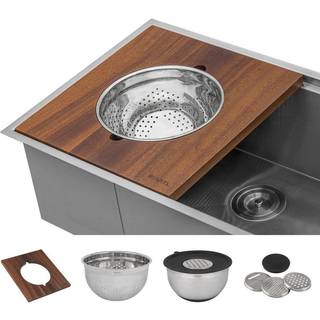 Ruvati Wood Platform med blandesk?l og d?rslag (komplet s?t) til arbejdsstationsvaske - RVA1288