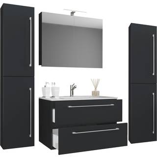 Badinos badmiljø B 80 cm, spejlskab sort.