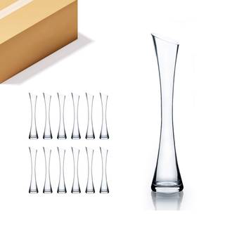 WGV Maria Bud Vase Bredde 3 """" H?jde 15.75 """" Ryd h?je skr?tsk?rne ?bningssamling Konkaveret glasblomsterbeholder midtpunkt til bryllupsfest Home