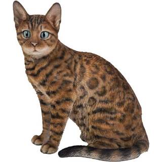 Hiline Gift Ltd. Siddende Bengal Cat Statue Brown