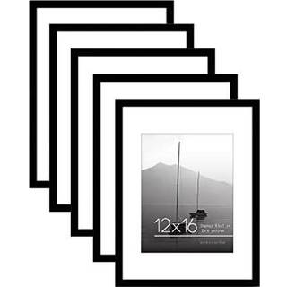 AMERICANFLAT 12X16 Billedramme med poleret plexiglass - S?t med 5 - Brug som 8,5x11 ramme med Mat eller 12x16 ramme uden Mat - Galleria Collectio