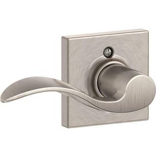 Schlage Accent Lever med Collins trim ikke -drejelås i satin nikkel - venstrehåndet