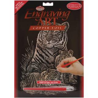 Royal & Langnickel Copper Foil Graving Art Kit 8 """" X10 """"-Tiger & Cubs Blue