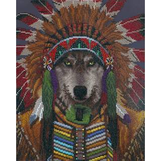 Diamond Dotz Wolf Spirit Chief Animal Diamond Maleri Kits til voksne - Diamond Art Kits Et afslappende kreativt håndværkssæt med Dotz Gems 19.7 ""