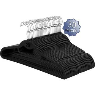 Elama Hjem 30 Stykke Rummi Non Slip -bøjle med hængende fane i sort