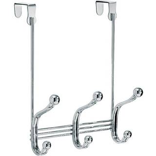 Idesign York Lyra Steel Over-the-Door 6-Hook Storage Rack-8.38 """" X 5.25 """" X 11 """" Chrome