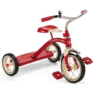 Radio Flyer Classic Pink 10-tommer trehjulede cykel - stålramme, ægte gummidæk, kromede styr, klokke, bagtrin, justerbart sæde
