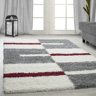 Gala Shaggy tæppe Ternet - Rød - 280x370