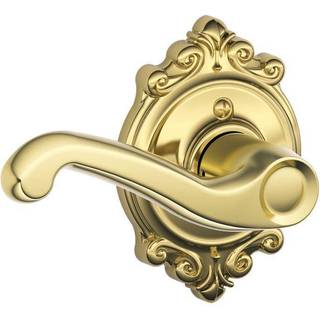 Schlage Venstreh?ndsh?ndtag med Schlage Trim Non-Turning Lock Bright Brass (F170 FLA 605 BRK LH)