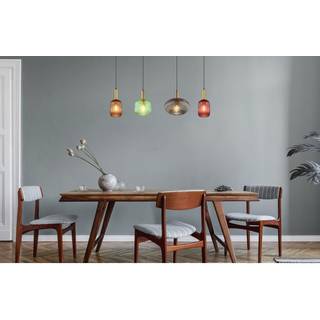 Normy pendellampe, længde 115 cm, farvet, glas, 4 lyskilder.