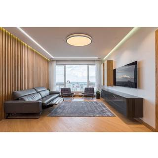 LED-loftlampe Doro, Ø 60 cm, mørk grafit/træ, træ, CCT