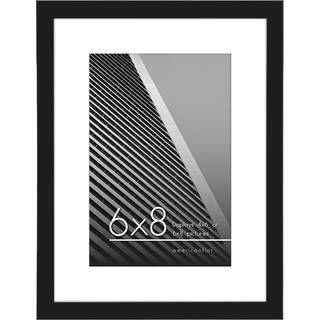 AmericanFlat 6x8 Billedramme i sort - tynd kant 4x6 billedramme med mat eller 6x8 ramme uden mat - knust resistent glas - vandrette og lodrette f
