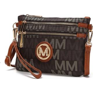 MKF 2 i 1 crossbody tasker til kvindelige armb?ndspung - Ladys lille pu l?der messenger h?ndtaske - justerbar rem brun