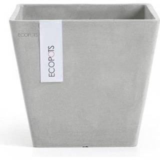 Ecopots Rotterdam holdbar indendørs/udendørs moderne høje rektangel genanvendt plastplanter blomsterpotte hvid grå 15,75 """"