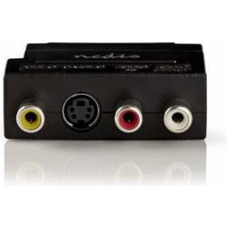 Nedis SCART-adapter | SCART Han | S-Video Female / 3x RCA Hun | Nikkelplateret | Skiftelig | ABS | Sort | 1 stk. | Box