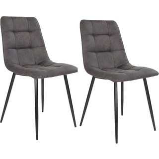Middelfart Spisebordsstol - Spisebordsstol, Microfiber, Mørkegrå, Sorte Ben, Hn1229 Sæt af 2 stk.
